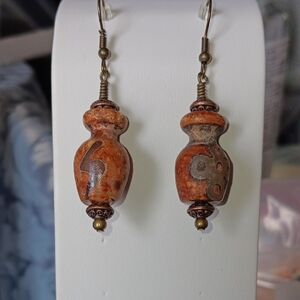 Ancient Vase Agate Earrings Color Varies Read Description
